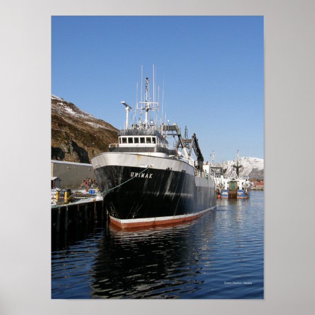 Unimak, F/T Fishing Trawler im niederländischen Ha Poster (Vorne)