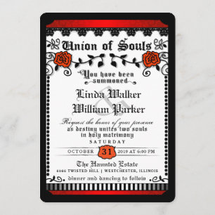 Union blanche rouge noire de faire-part de mariage