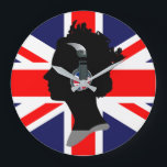 UNION JACK AND QUEEN ELIZABETH WITH HEADPHONES GROßE WANDUHR<br><div class="desc">An urban design Wall Clock with the British flag,  and a black silhouette of the British Queen with patriotic headphones...  because Britannia Rules the "Waves"! Available in other options. Visit our store for more Wall Clocks and other quirky gifts.</div>