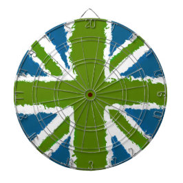 Union Jack Art Green Aquamarin Tones Bar Games Dartscheibe