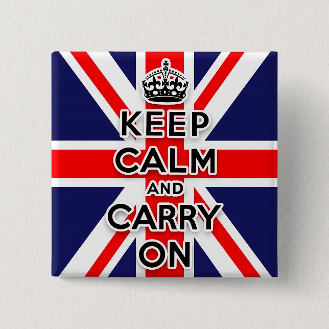 Union Jack  bleib ruhig und mach weiter Button (Vorderseite)