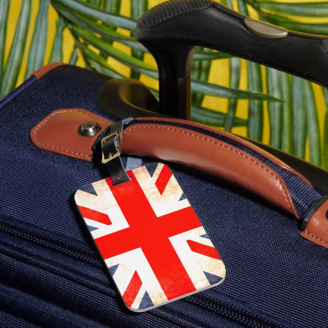 Union Jack Britische Gepäckmarke Gepäckanhänger (Vorderseite Insitu 1)