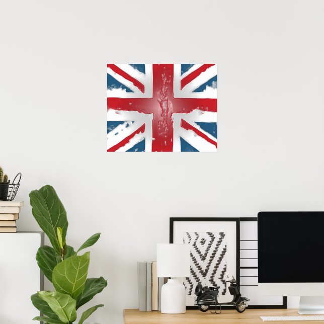 Union Jack British Flag Abstract Wax Art Poster (Heimbüro)