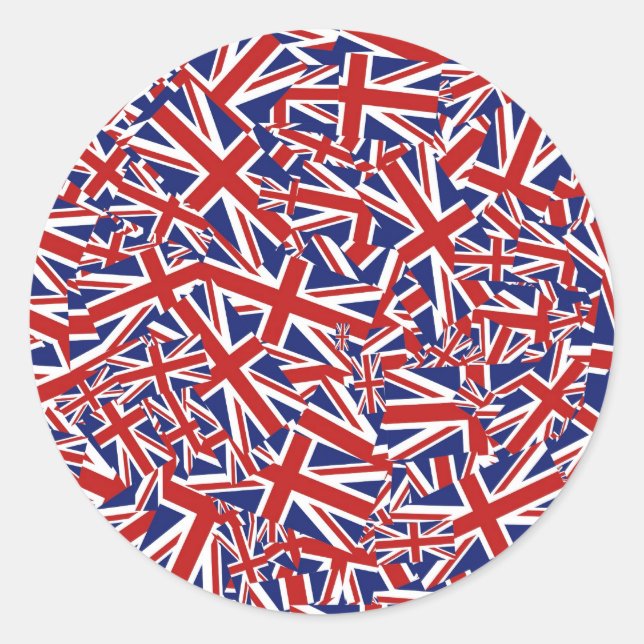 Union Jack Collage Runder Aufkleber (Vorderseite)