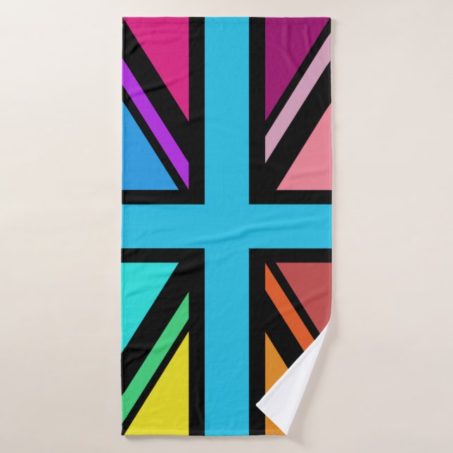 Union Jack/Drapeau Multicolore+Noir (Serviette de bain)