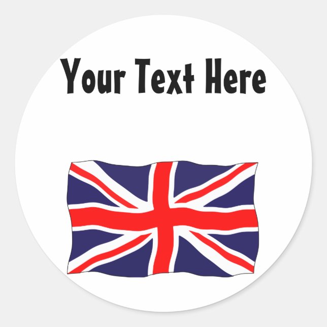 Union Jack Flag - Anpassbar mit Ihrem Text! Runder Aufkleber (Vorderseite)