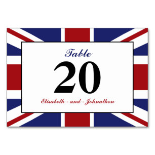 Union Jack Flag British Wedding Tischnummer