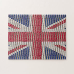 Union Jack Flag Fishnet Muster Jigsaw Puzzle
