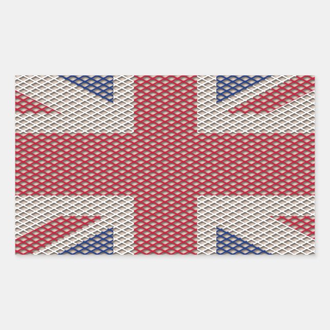 Union Jack Flag Fishnet-Muster Rechteckiger Aufkleber (Vorderseite)