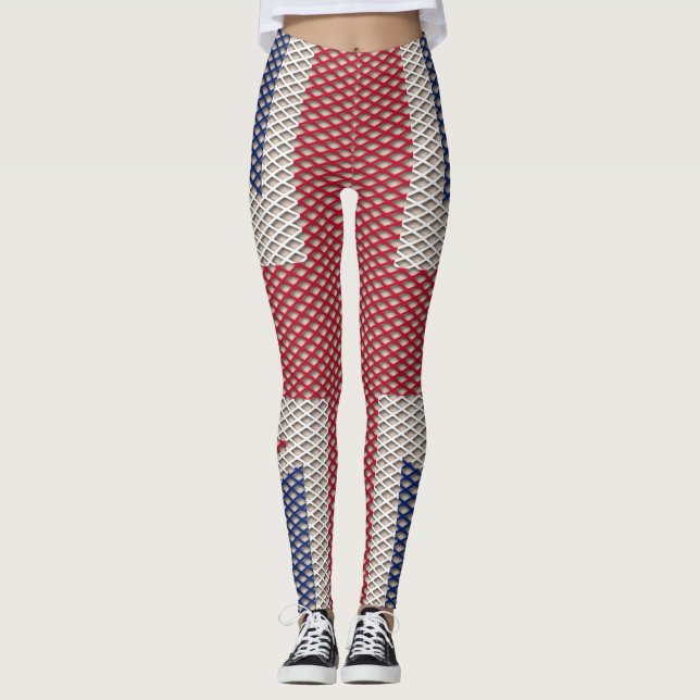 Union Jack Flag Fishnet Patterns Leggings (Vorderseite)