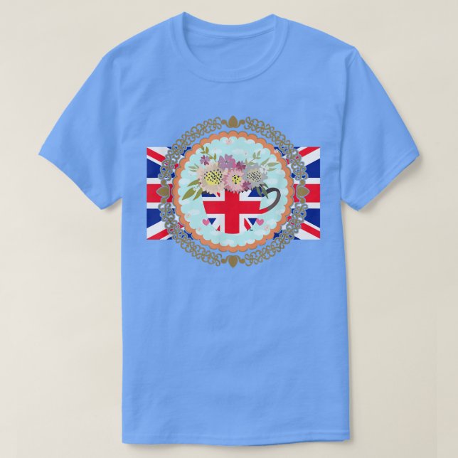 Union Jack Flag für Kinder & Jubilee Teacup für Br T-Shirt (Design vorne)