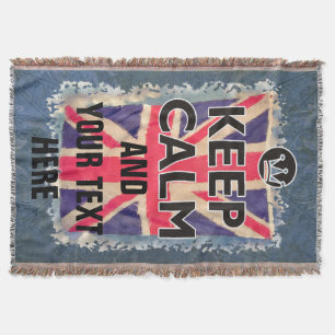 UNION JACK FLAG grunge / CALM BEHALTEN + Ihr Text Decke