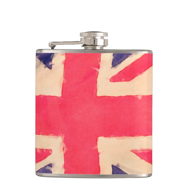 UNION JACK FLAG grunge Flachmann (Vorderseite)