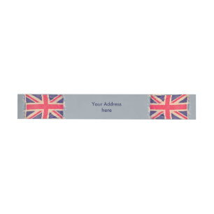 UNION JACK FLAG grunge + Ihr Text Rundum-Adressaufkleber