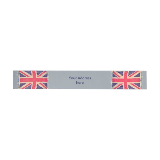 UNION JACK FLAG grunge + Ihr Text Rundum-Adressaufkleber (Person)
