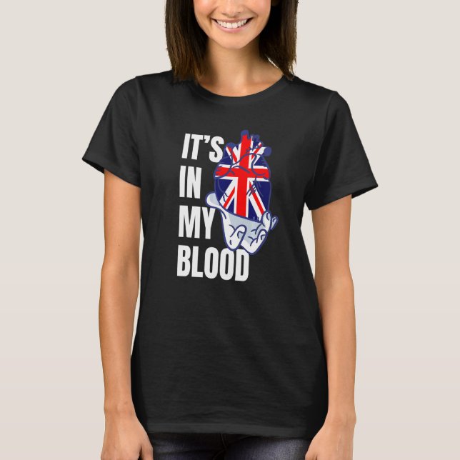 Union Jack Flag Herzblutgefäße Hand Great Brita T-Shirt (Vorderseite)