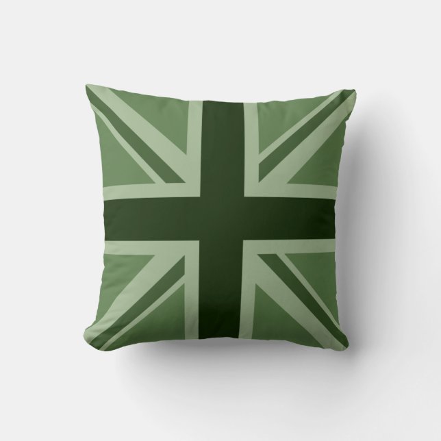 Union Jack/Flag in Grüntönen Kissen (Vorderseite)