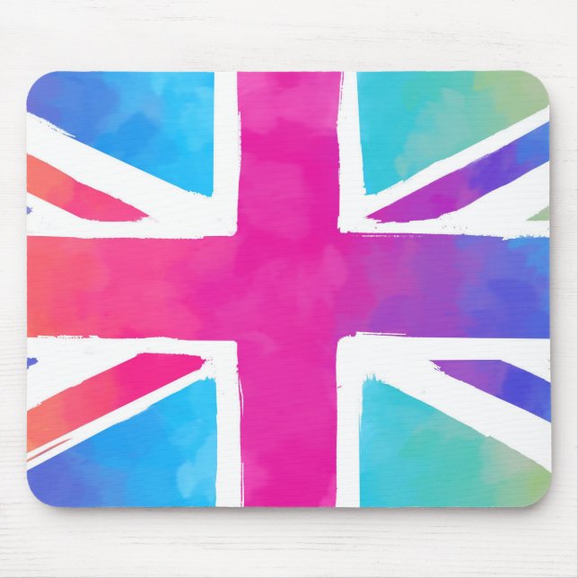 Union Jack Flag in hellen Wasserfarben Mousepad (Vorne)