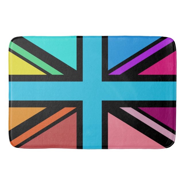 Union Jack/Flag mehrfarbig+Schwarz-Design Badematte (Vorderseite)