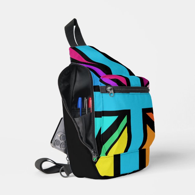 Union Jack/Flag mehrfarbig+Schwarz-Design Crossbody Bag (Offen)