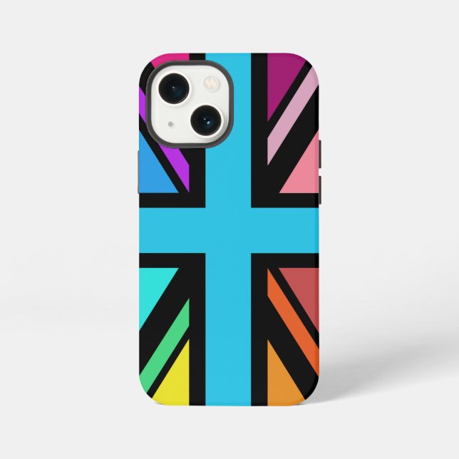 Union Jack/Flag mehrfarbig+Schwarz-Design iPhone 13 Mini Hülle (Rückseite)