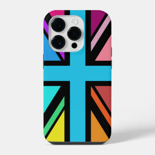 Union Jack/Flag mehrfarbig+Schwarz-Design iPhone 14 Pro Hülle