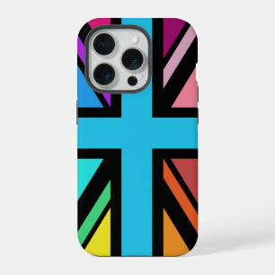 Union Jack/Flag mehrfarbig+Schwarz-Design iPhone 15 Pro Hülle