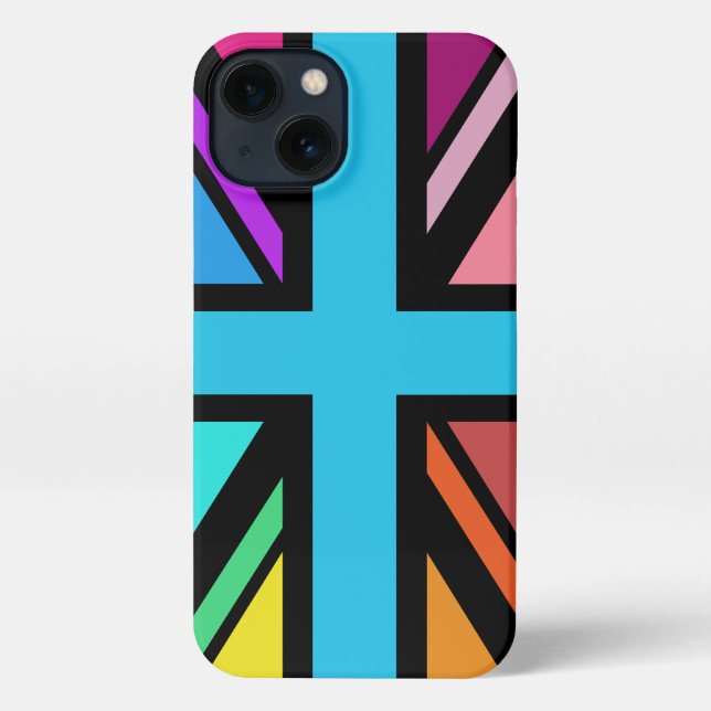 Union Jack/Flag mehrfarbig+Schwarz-Design iPhone Hülle (Rückseite)