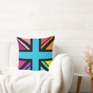 Union Jack/Flag mehrfarbig+Schwarz-Design Kissen