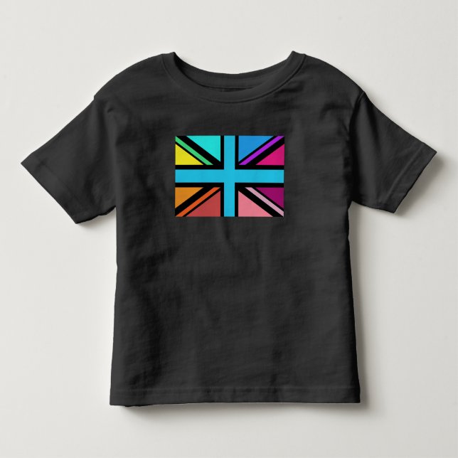 Union Jack/Flag mehrfarbig+Schwarz-Design Kleinkind T-shirt (Vorderseite)