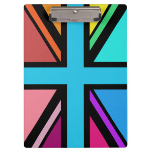 Union Jack/Flag mehrfarbig+Schwarz-Design Klemmbrett