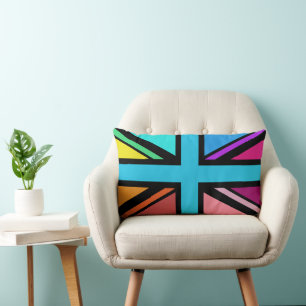 Union Jack/Flag mehrfarbig+Schwarz-Design Lendenkissen