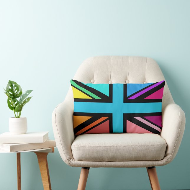 Union Jack/Flag mehrfarbig+Schwarz-Design Lendenkissen (Stuhl )