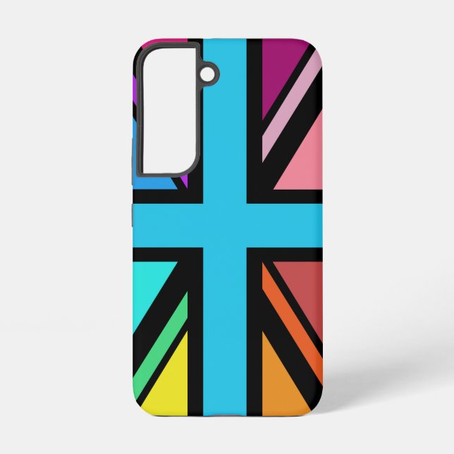Union Jack/Flag mehrfarbig+Schwarz-Design Samsung Galaxy Hülle (Rückseite)
