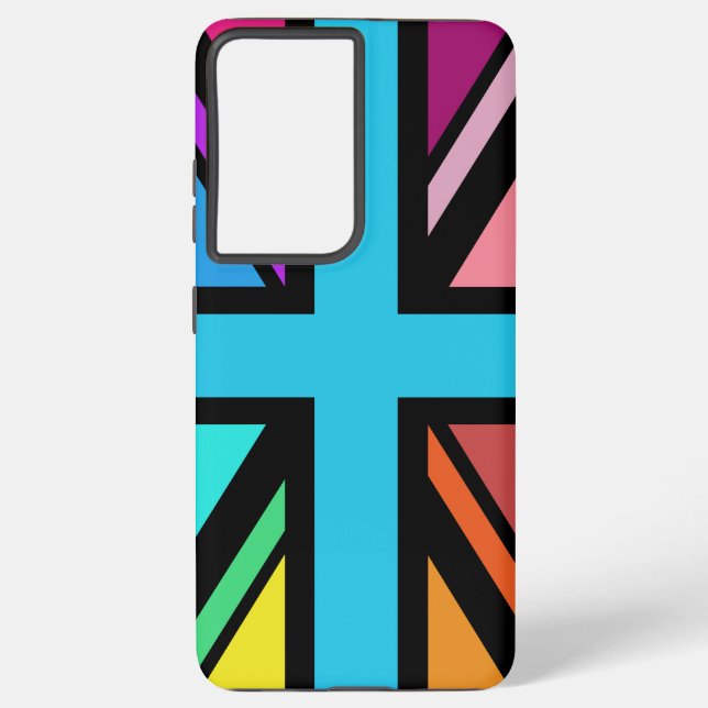 Union Jack/Flag mehrfarbig+Schwarz-Design Samsung Galaxy Hülle (Rückseite)