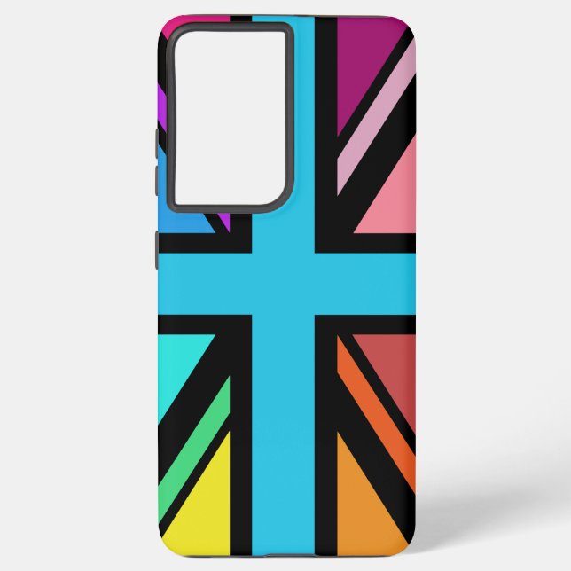 Union Jack/Flag mehrfarbig+Schwarz-Design Samsung Galaxy Hülle (Rückseite)
