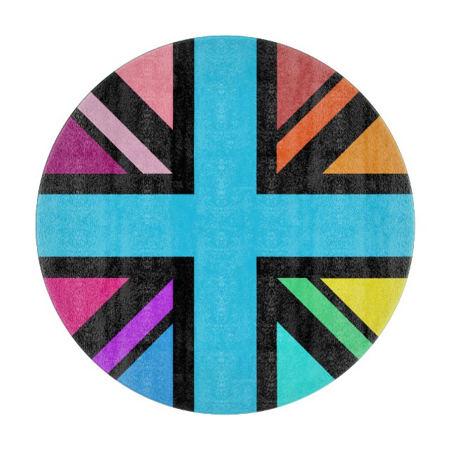 Union Jack/Flag mehrfarbig+Schwarz-Design Schneidebrett (Vorderseite)