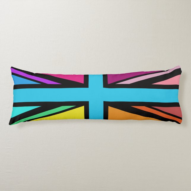Union Jack/Flag mehrfarbig+Schwarz-Design Seitenschläferkissen (Vorderseite)