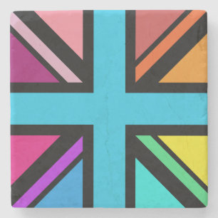 Union Jack/Flag mehrfarbig+Schwarz-Design Steinuntersetzer