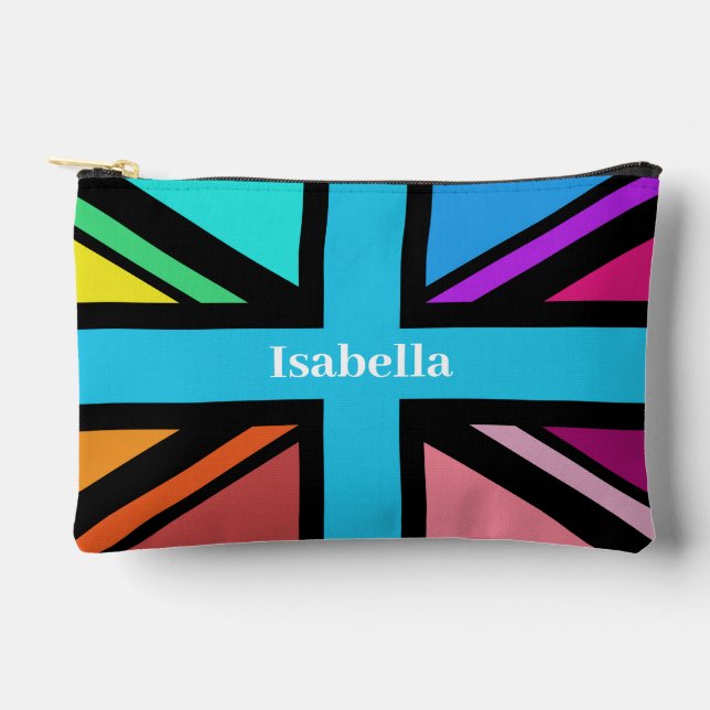 Union Jack/Flag mehrfarbig+schwarz (Name) Zubehörtasche (Vorderseite)