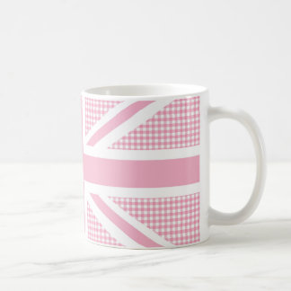 Union Jack Flag Pastell Rosa Gingham-Muster Kaffeetasse