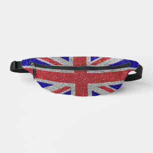 Union Jack Flag Red White and Blue Glitzer Glam Bauchtasche