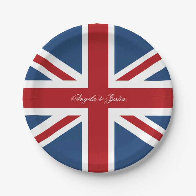 Union Jack Flag Wedding Pappteller (Vorderseite)