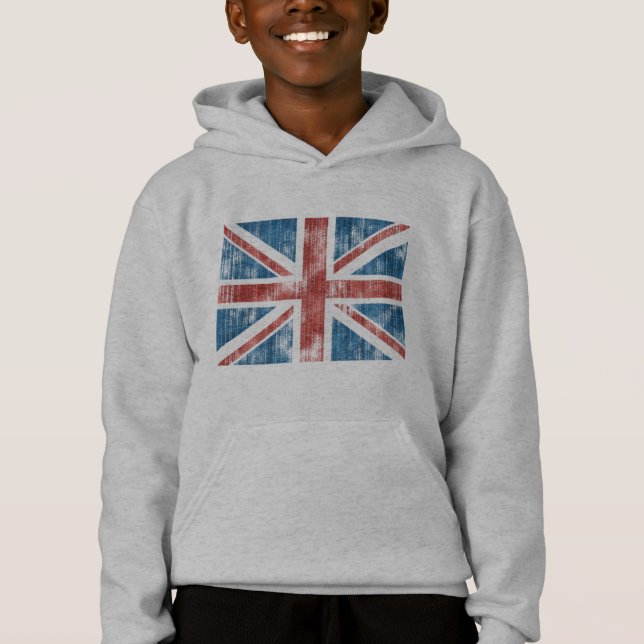 Union Jack getragen Hoodie (Vorderseite)