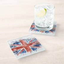 union jack glass coaster