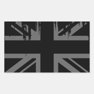 Union Jack (grunge silver UK flagge) Rechteckiger Aufkleber