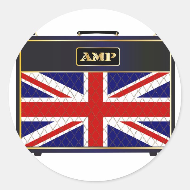 Union Jack Guitar Amplifier Runder Aufkleber (Vorderseite)