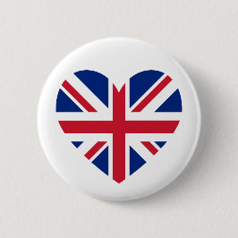 Union Jack Heart Shape Button