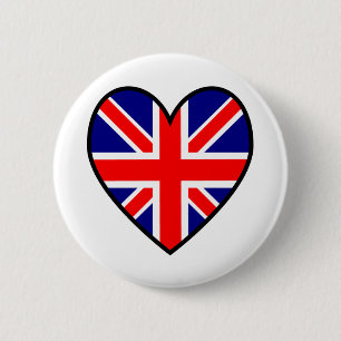Union Jack Herz-Flagge Knopf Button