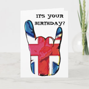Union Jack Horns Pop Art Rock Carte d'anniversaire